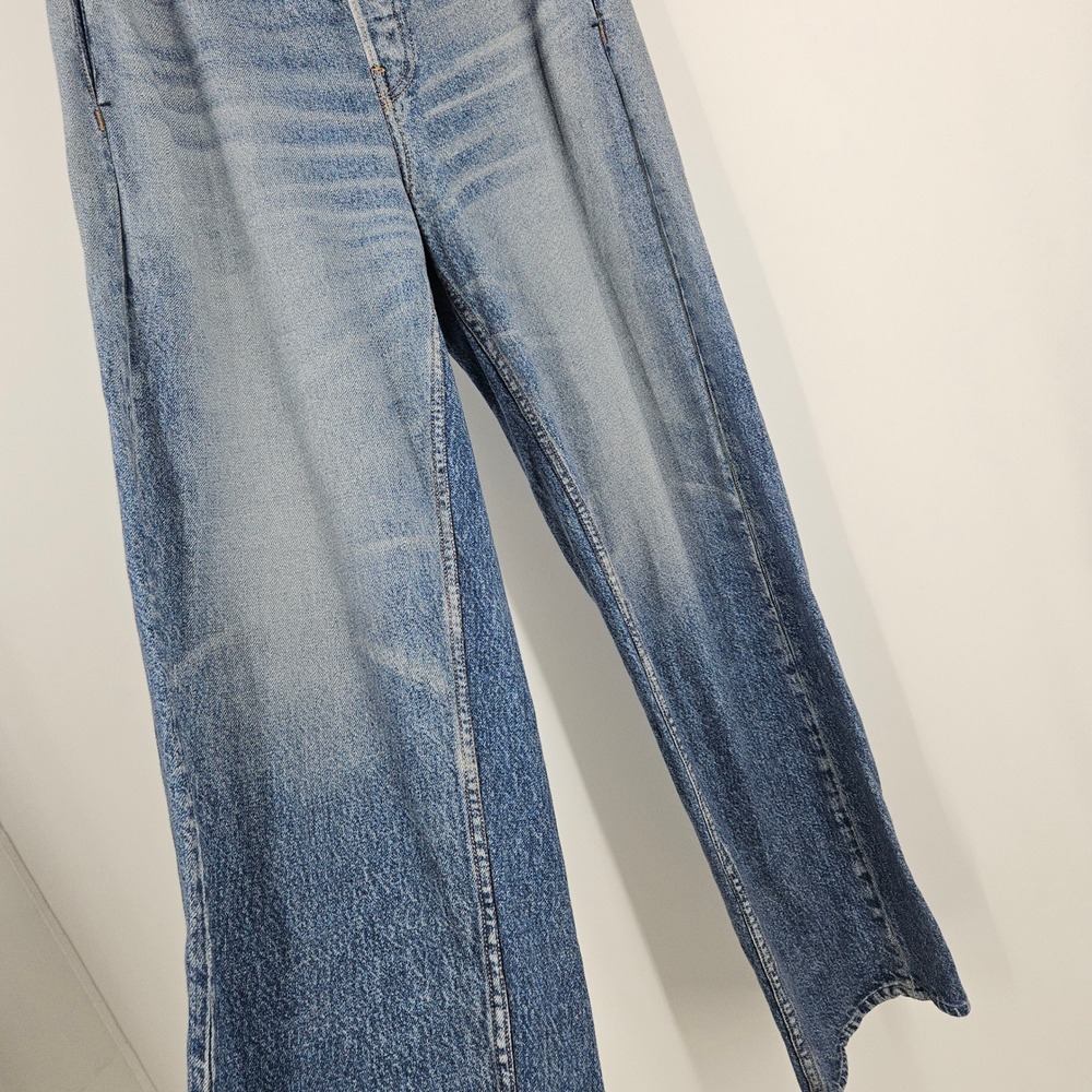 Rag & Bone Miramar Wide Leg Pants Blue Terry Denim Print Pull On Pockets Size S - Picture 3 of 11